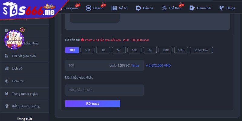 Ưu điểm khi thực hiện rút tiền S666